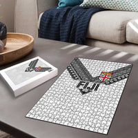 Rugby Fiji Puzzle Fijian Masi Tribal Sporty Style White Color LT03 - Polynesian Pride