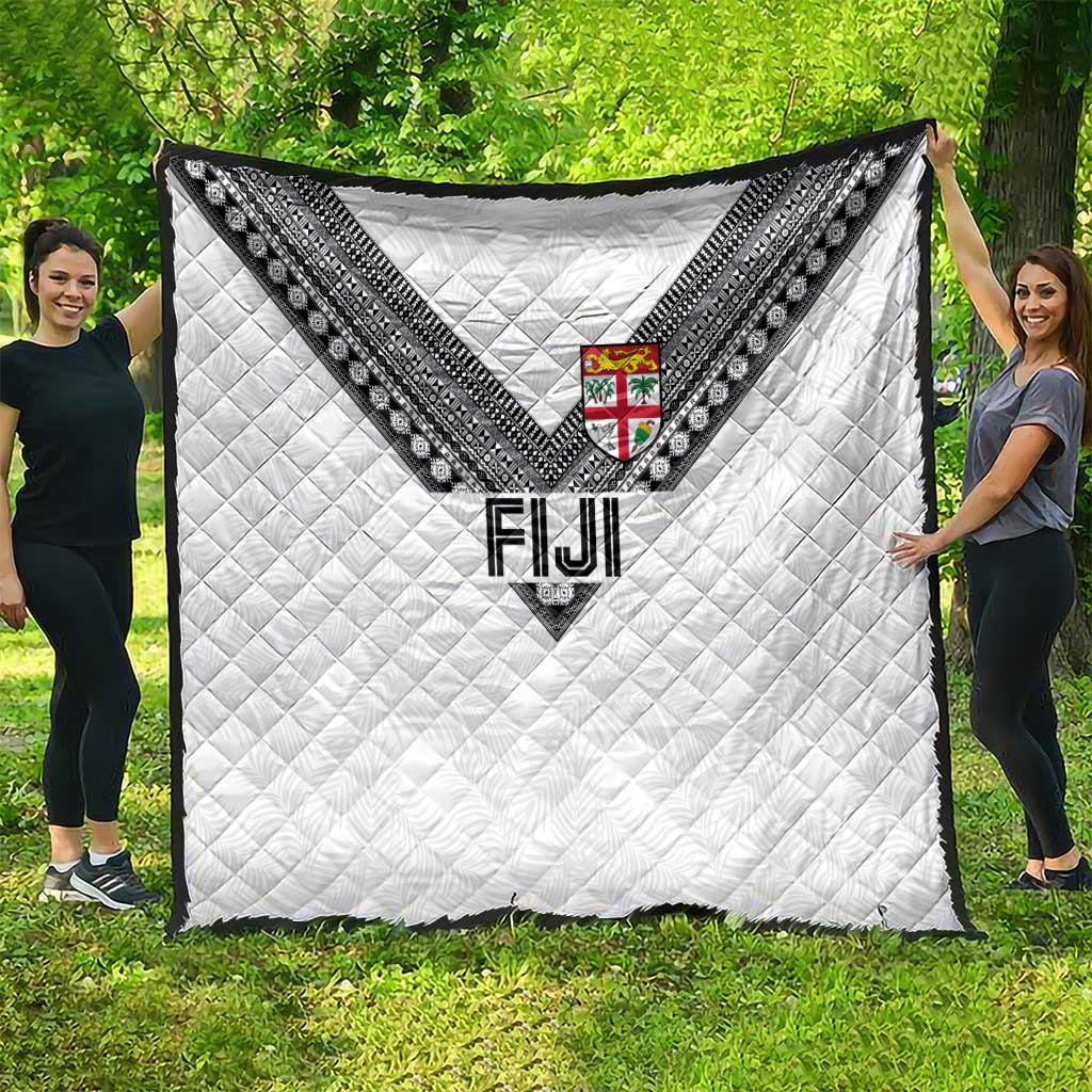 Rugby Fiji Quilt Fijian Masi Tribal Sporty Style White Color LT03 - Polynesian Pride