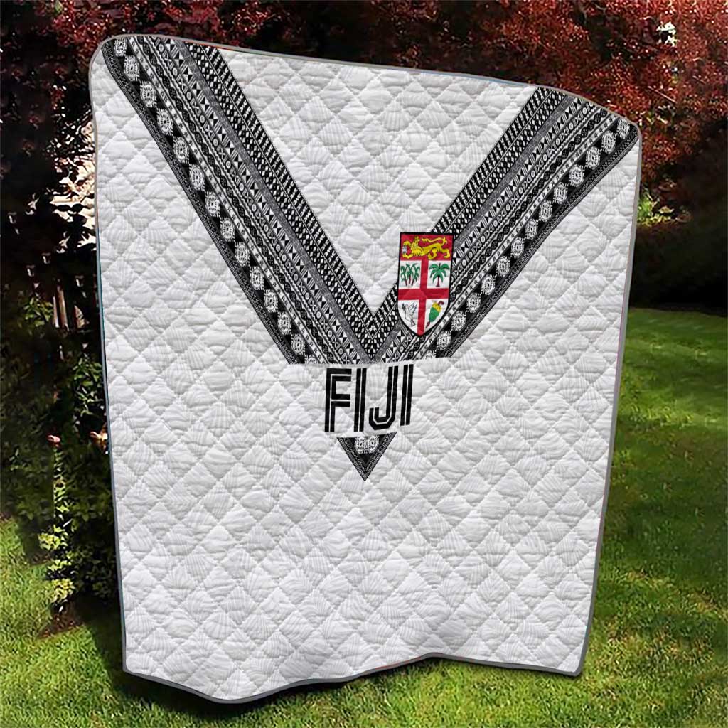 Rugby Fiji Quilt Fijian Masi Tribal Sporty Style White Color LT03 - Polynesian Pride