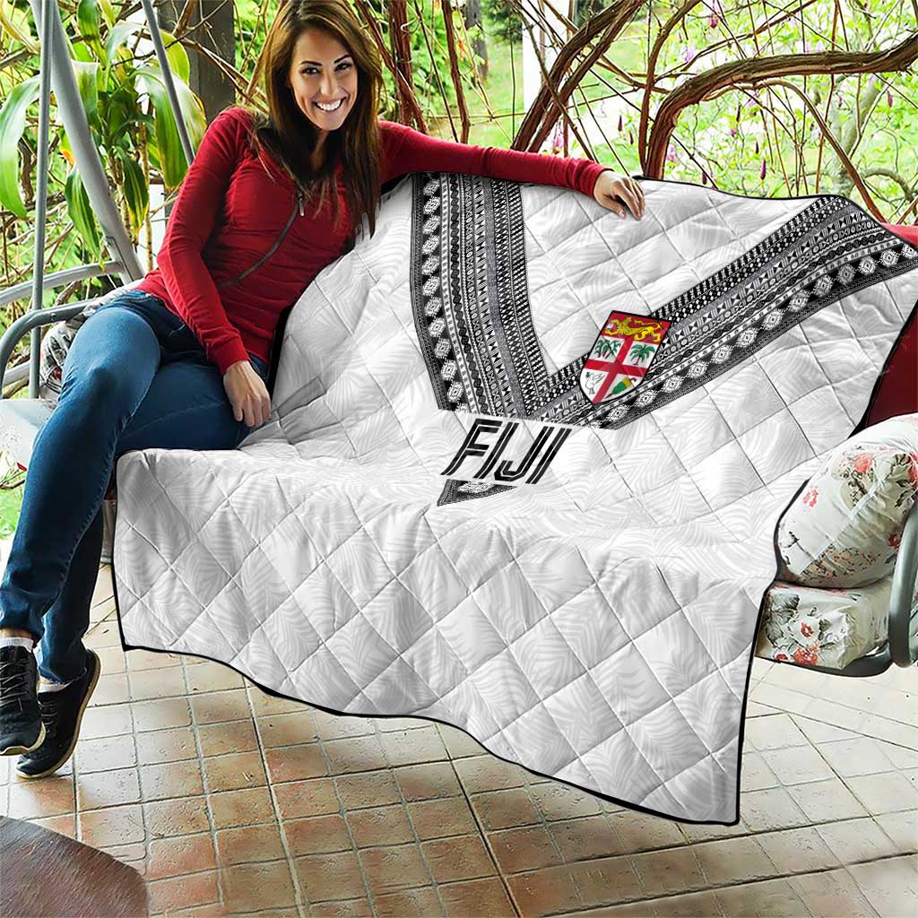 Rugby Fiji Quilt Fijian Masi Tribal Sporty Style White Color LT03 - Polynesian Pride