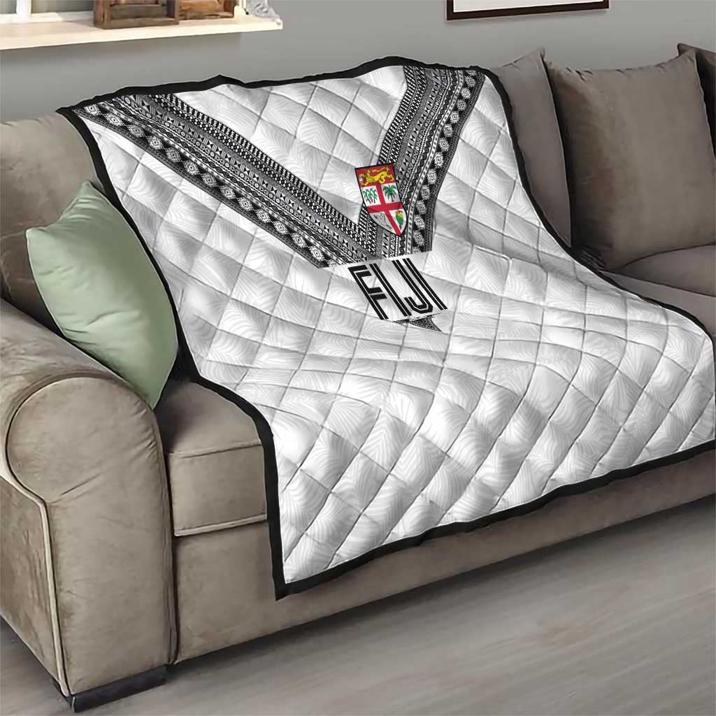Rugby Fiji Quilt Fijian Masi Tribal Sporty Style White Color LT03 - Polynesian Pride