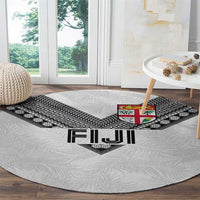 Rugby Fiji Round Carpet Fijian Masi Tribal Sporty Style White Color LT03 - Polynesian Pride