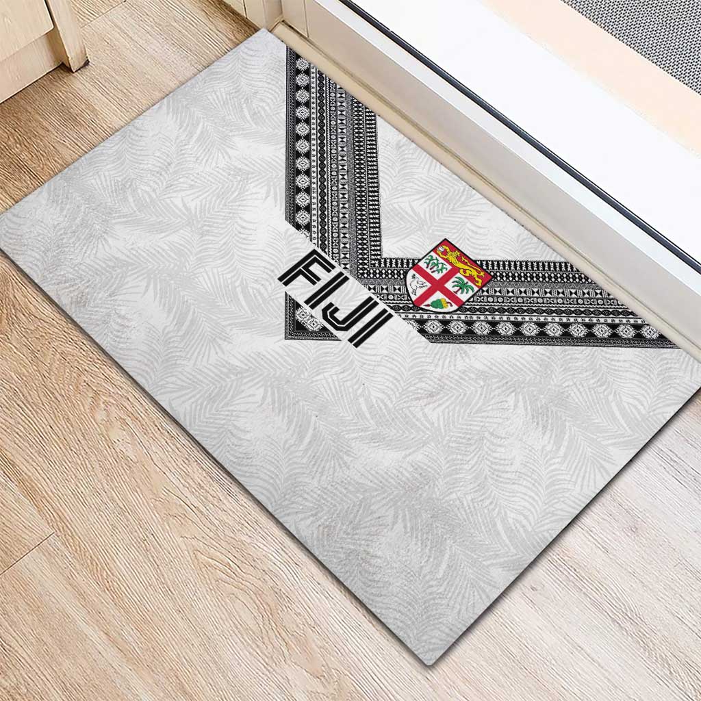Rugby Fiji Rubber Doormat Fijian Masi Tribal Sporty Style White Color LT03 - Polynesian Pride