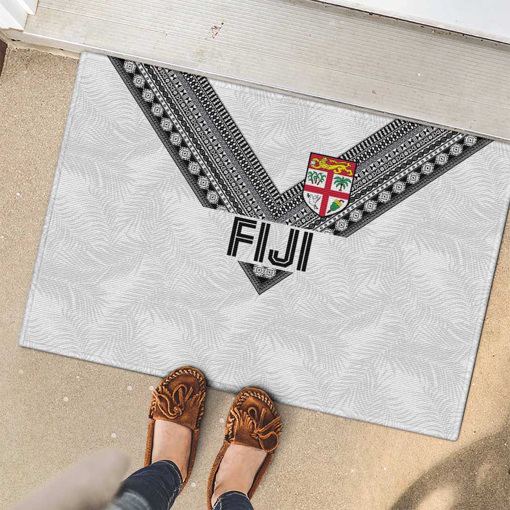 Rugby Fiji Rubber Doormat Fijian Masi Tribal Sporty Style White Color LT03 - Polynesian Pride