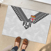 Rugby Fiji Rubber Doormat Fijian Masi Tribal Sporty Style White Color LT03 - Polynesian Pride