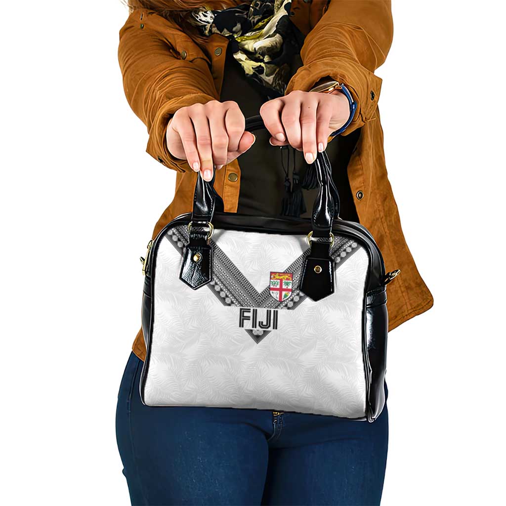 Rugby Fiji Shoulder Handbag Fijian Masi Tribal Sporty Style White Color LT03 One Size White - Polynesian Pride