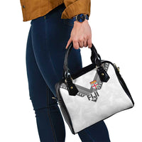 Rugby Fiji Shoulder Handbag Fijian Masi Tribal Sporty Style White Color LT03 - Polynesian Pride