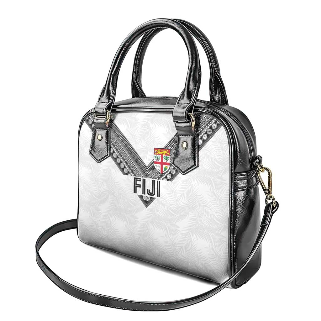 Rugby Fiji Shoulder Handbag Fijian Masi Tribal Sporty Style White Color LT03 - Polynesian Pride