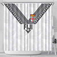 Rugby Fiji Shower Curtain Fijian Masi Tribal Sporty Style White Color LT03 - Polynesian Pride