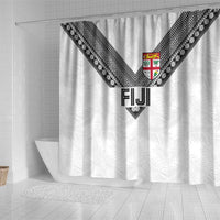 Rugby Fiji Shower Curtain Fijian Masi Tribal Sporty Style White Color LT03 - Polynesian Pride