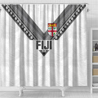 Rugby Fiji Shower Curtain Fijian Masi Tribal Sporty Style White Color LT03 - Polynesian Pride