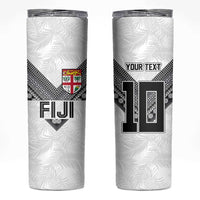 Custom Rugby Fiji Skinny Tumbler Fijian Masi Tribal Sporty Style White Color LT03 White - Polynesian Pride