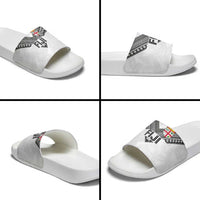Rugby Fiji Slide Sandals Fijian Masi Tribal Sporty Style White Color LT03 - Polynesian Pride
