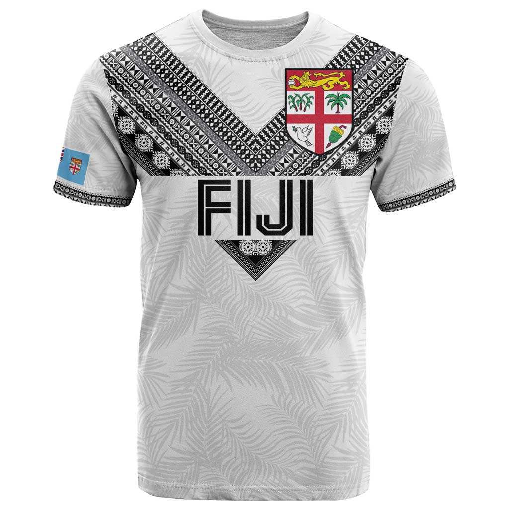 Custom Rugby Fiji T Shirt Fijian Masi Tribal Sporty Style White Color LT03 White - Polynesian Pride