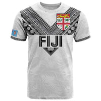 Custom Rugby Fiji T Shirt Fijian Masi Tribal Sporty Style White Color LT03 White - Polynesian Pride