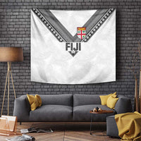 Rugby Fiji Tapestry Fijian Masi Tribal Sporty Style White Color LT03 White - Polynesian Pride
