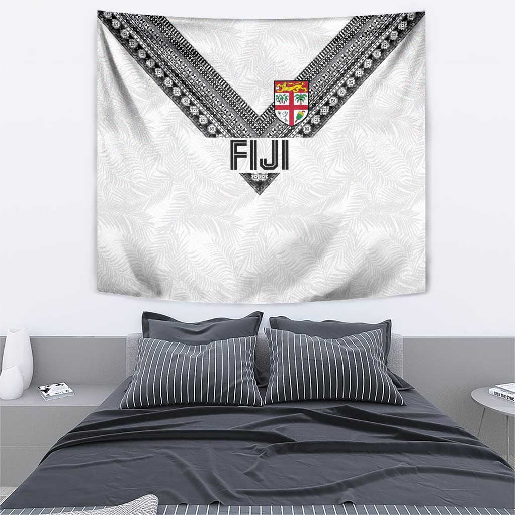 Rugby Fiji Tapestry Fijian Masi Tribal Sporty Style White Color LT03 - Polynesian Pride