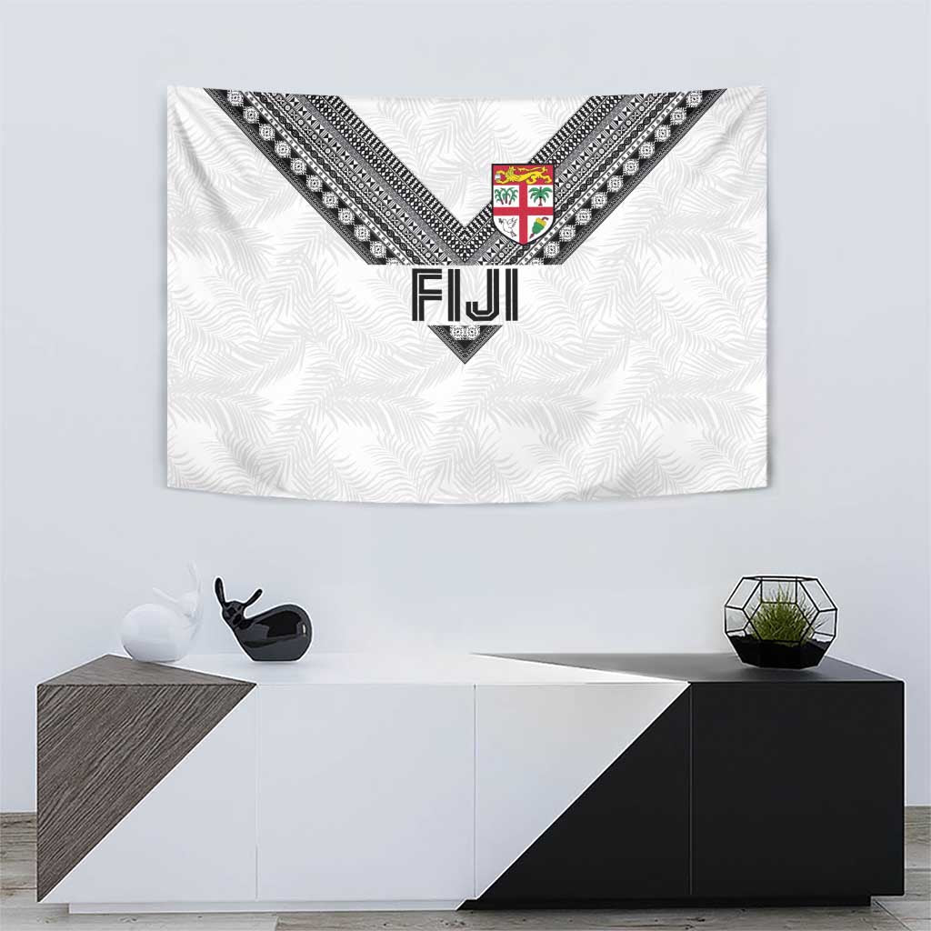 Rugby Fiji Tapestry Fijian Masi Tribal Sporty Style White Color LT03 - Polynesian Pride
