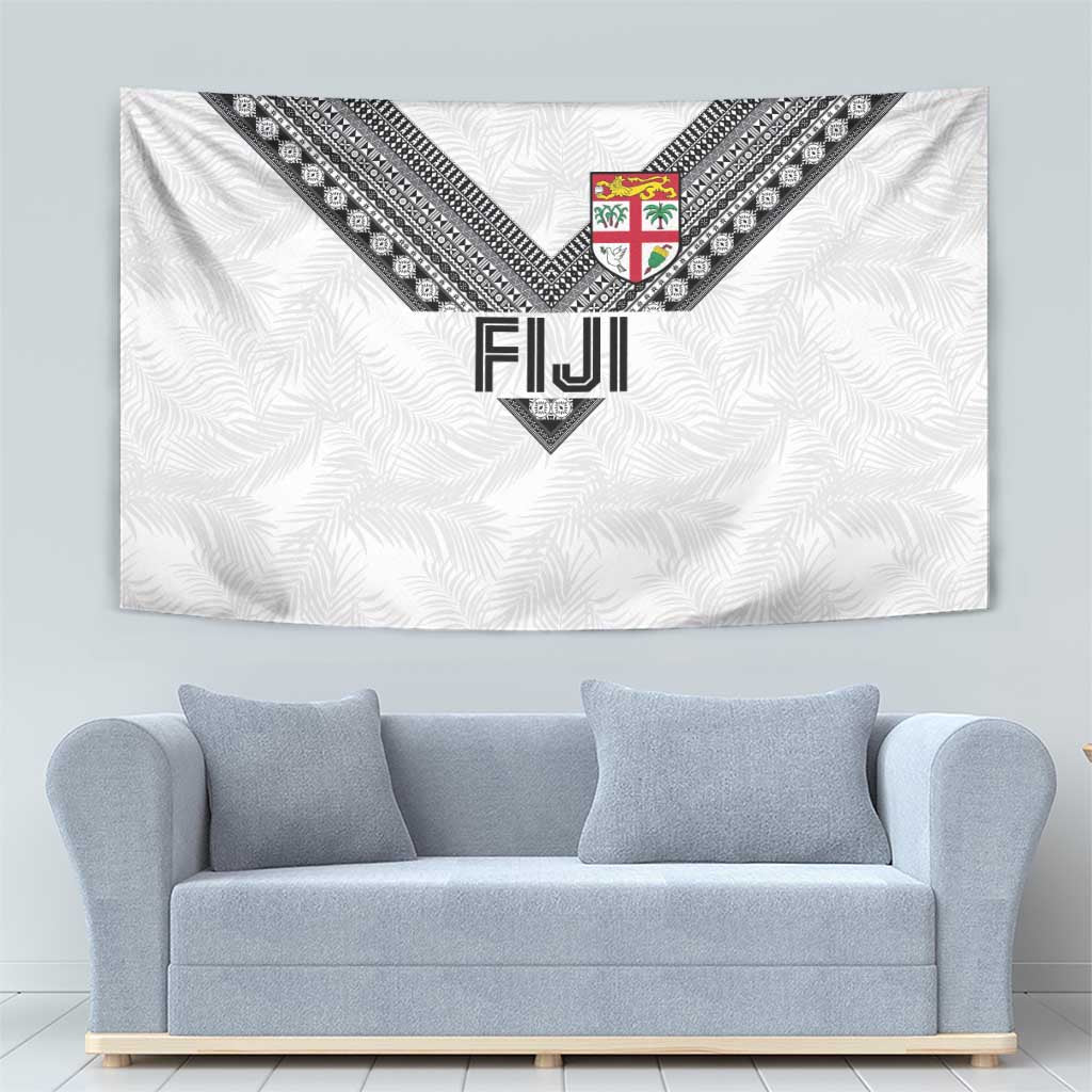Rugby Fiji Tapestry Fijian Masi Tribal Sporty Style White Color LT03 - Polynesian Pride