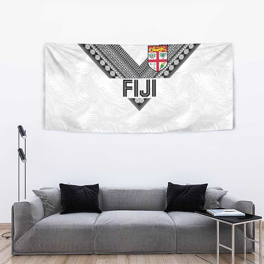 Rugby Fiji Tapestry Fijian Masi Tribal Sporty Style White Color LT03 - Polynesian Pride