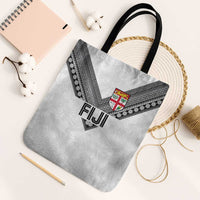 Rugby Fiji Tote Bag Fijian Masi Tribal Sporty Style White Color LT03 Black Strap One Size White - Polynesian Pride
