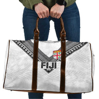 Rugby Fiji Travel Bag Fijian Masi Tribal Sporty Style White Color LT03 White - Polynesian Pride