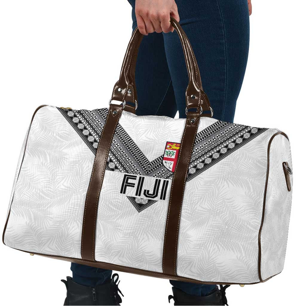 Rugby Fiji Travel Bag Fijian Masi Tribal Sporty Style White Color LT03 - Polynesian Pride