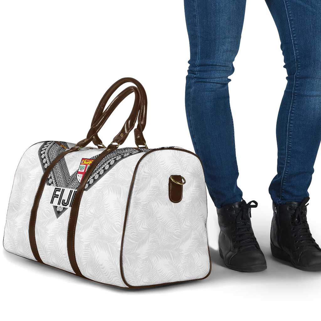 Rugby Fiji Travel Bag Fijian Masi Tribal Sporty Style White Color LT03 - Polynesian Pride