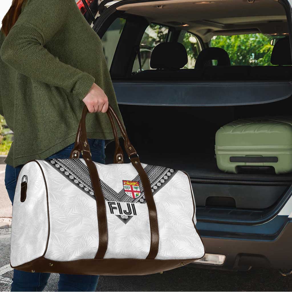 Rugby Fiji Travel Bag Fijian Masi Tribal Sporty Style White Color LT03 - Polynesian Pride