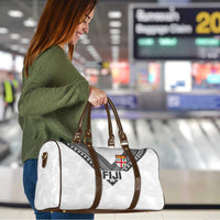 Rugby Fiji Travel Bag Fijian Masi Tribal Sporty Style White Color LT03 - Polynesian Pride