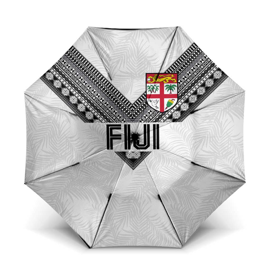 Rugby Fiji Umbrella Fijian Masi Tribal Sporty Style White Color LT03 One Size Folded 11.42 inch Opened Diameter 37.4 inch White - Polynesian Pride