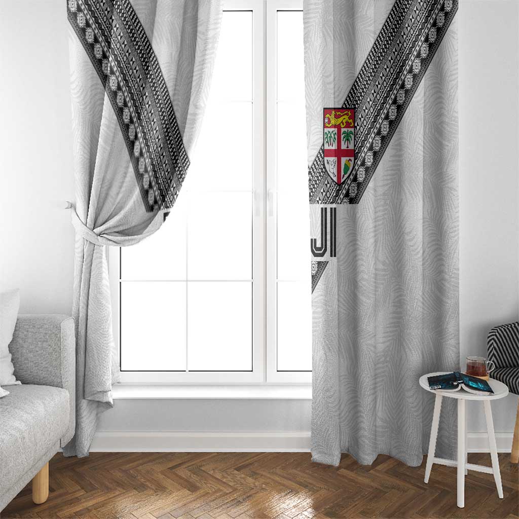 Rugby Fiji Window Curtain Fijian Masi Tribal Sporty Style White Color LT03 - Polynesian Pride