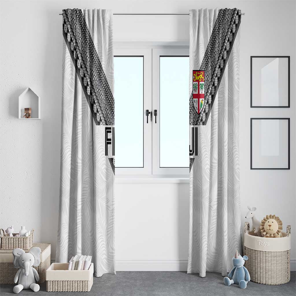 Rugby Fiji Window Curtain Fijian Masi Tribal Sporty Style White Color LT03 - Polynesian Pride
