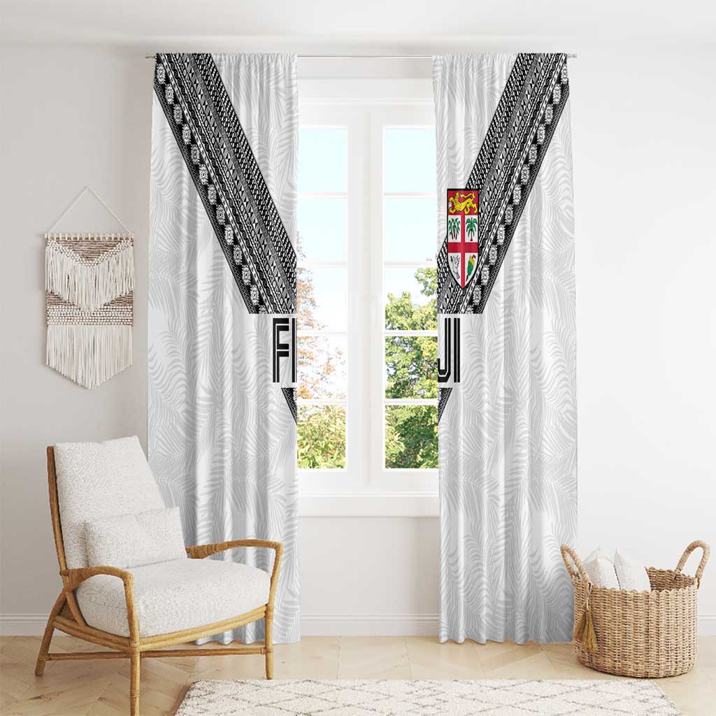 Rugby Fiji Window Curtain Fijian Masi Tribal Sporty Style White Color LT03 - Polynesian Pride
