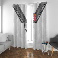 Rugby Fiji Window Curtain Fijian Masi Tribal Sporty Style White Color LT03 With Grommets White - Polynesian Pride