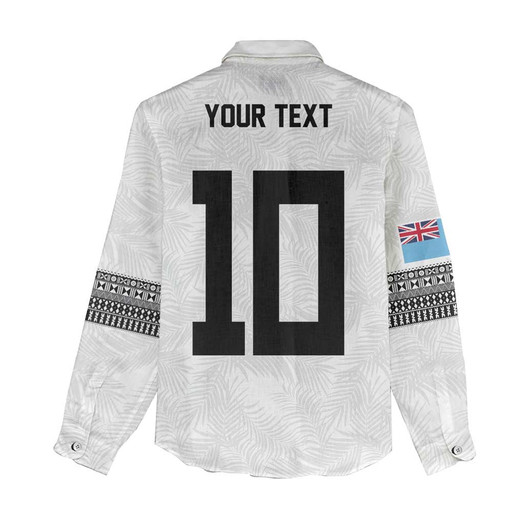 Custom Rugby Fiji Women Casual Shirt Fijian Masi Tribal Sporty Style White Color LT03 - Polynesian Pride