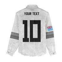 Custom Rugby Fiji Women Casual Shirt Fijian Masi Tribal Sporty Style White Color LT03 - Polynesian Pride
