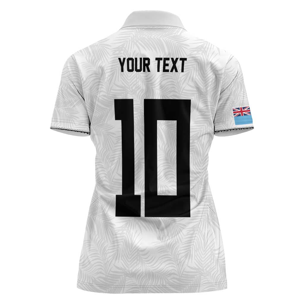 Custom Rugby Fiji Women Polo Shirt Fijian Masi Tribal Sporty Style White Color - Polynesian Pride