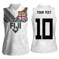 Custom Rugby Fiji Women Sleeveless Polo Shirt Fijian Masi Tribal Sporty Style White Color LT03 - Polynesian Pride