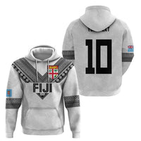 Custom Rugby Fiji Zip Hoodie Fijian Masi Tribal Sporty Style White Color LT03 - Polynesian Pride