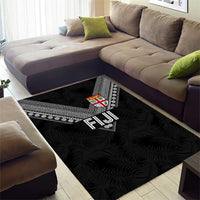 Rugby Fiji Area Rug Fijian Masi Tribal Sporty Style Black Color LT03 - Polynesian Pride