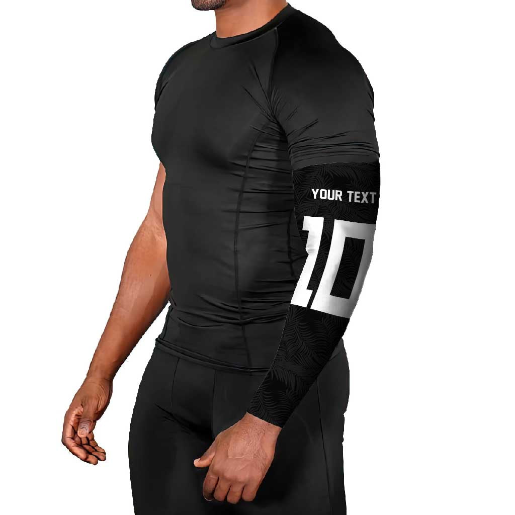 Custom Rugby Fiji Arm Sleeves Fijian Masi Tribal Sporty Style Black Color LT03 - Polynesian Pride
