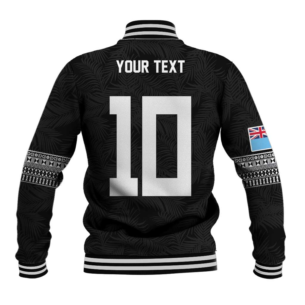 Custom Rugby Fiji Baseball Jacket Fijian Masi Tribal Sporty Style Black Color - Polynesian Pride