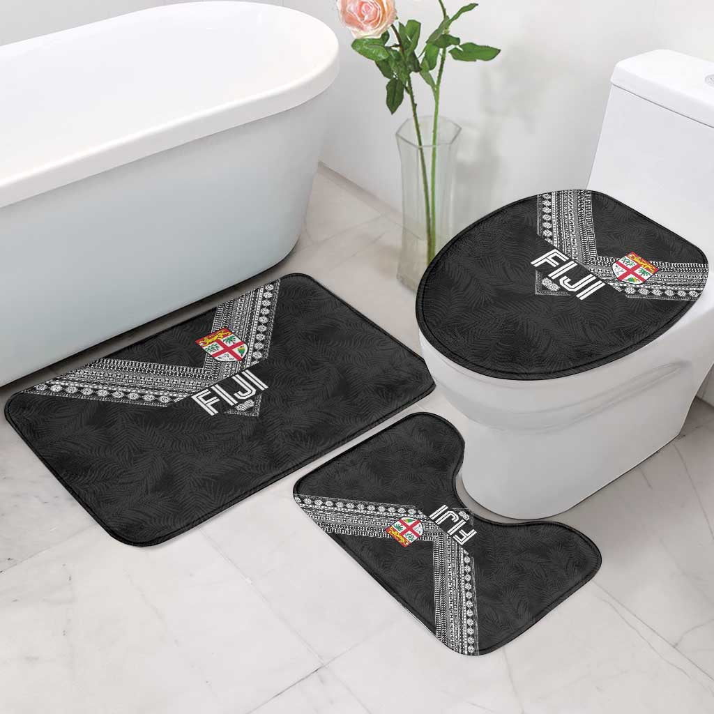 Rugby Fiji Bathroom Set Fijian Masi Tribal Sporty Style Black Color LT03 - Polynesian Pride