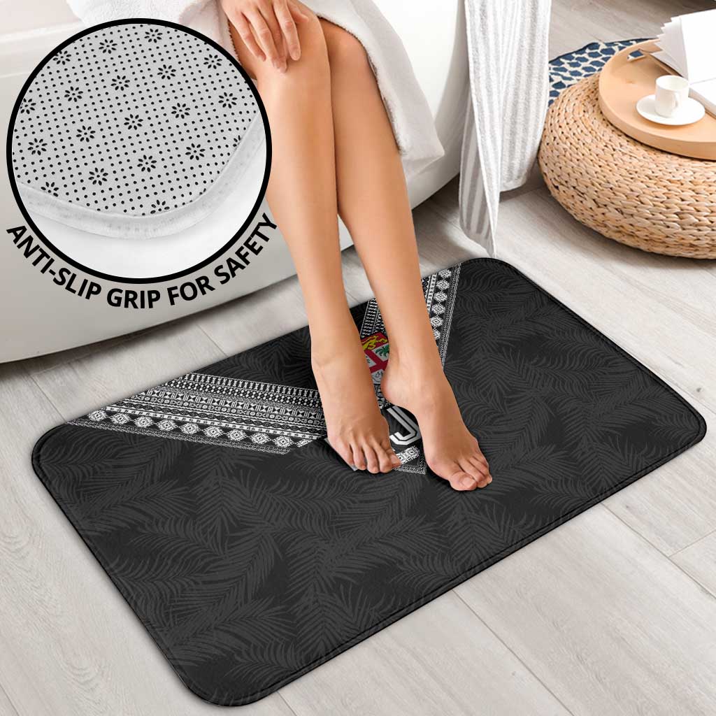 Rugby Fiji Bathroom Set Fijian Masi Tribal Sporty Style Black Color LT03 - Polynesian Pride