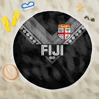 Rugby Fiji Beach Blanket Fijian Masi Tribal Sporty Style Black Color LT03 One Size 150cm Black - Polynesian Pride