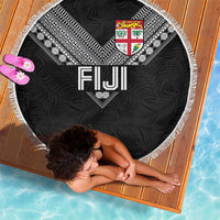 Rugby Fiji Beach Blanket Fijian Masi Tribal Sporty Style Black Color LT03 - Polynesian Pride
