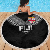 Rugby Fiji Beach Blanket Fijian Masi Tribal Sporty Style Black Color LT03 - Polynesian Pride