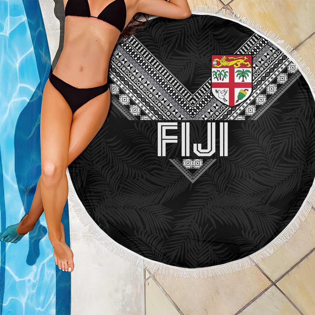 Rugby Fiji Beach Blanket Fijian Masi Tribal Sporty Style Black Color LT03 - Polynesian Pride