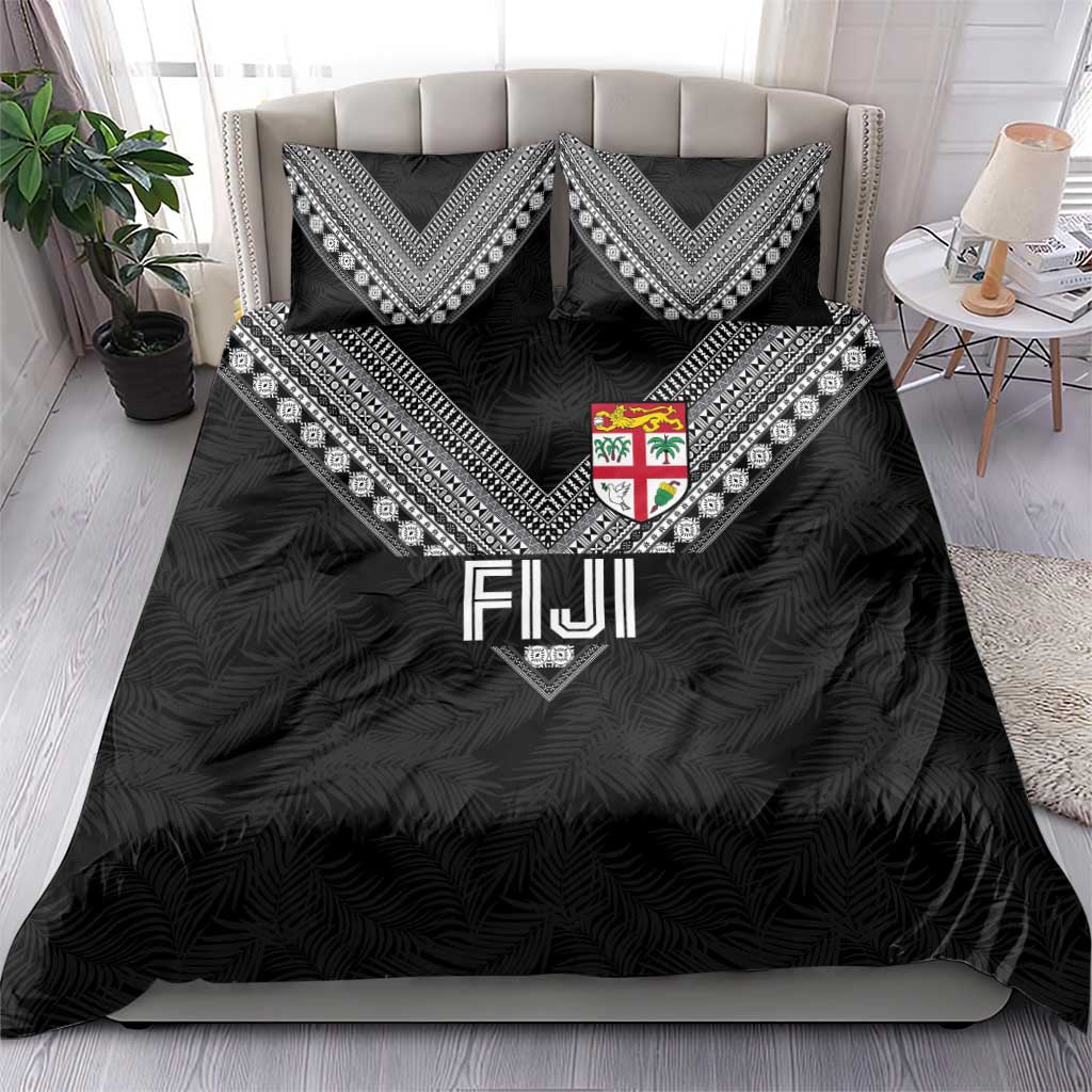 Rugby Fiji Bedding Set Fijian Masi Tribal Sporty Style Black Color LT03 - Polynesian Pride